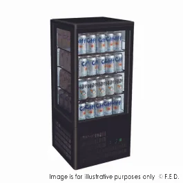 Thermaster Four-Sided Countertop Beverage Display Fridge Black - TCBD78B