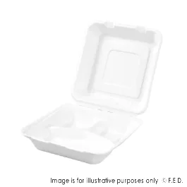 PakMax 9*9" Sugarcane Clamshell 3-Compartment - CS-993