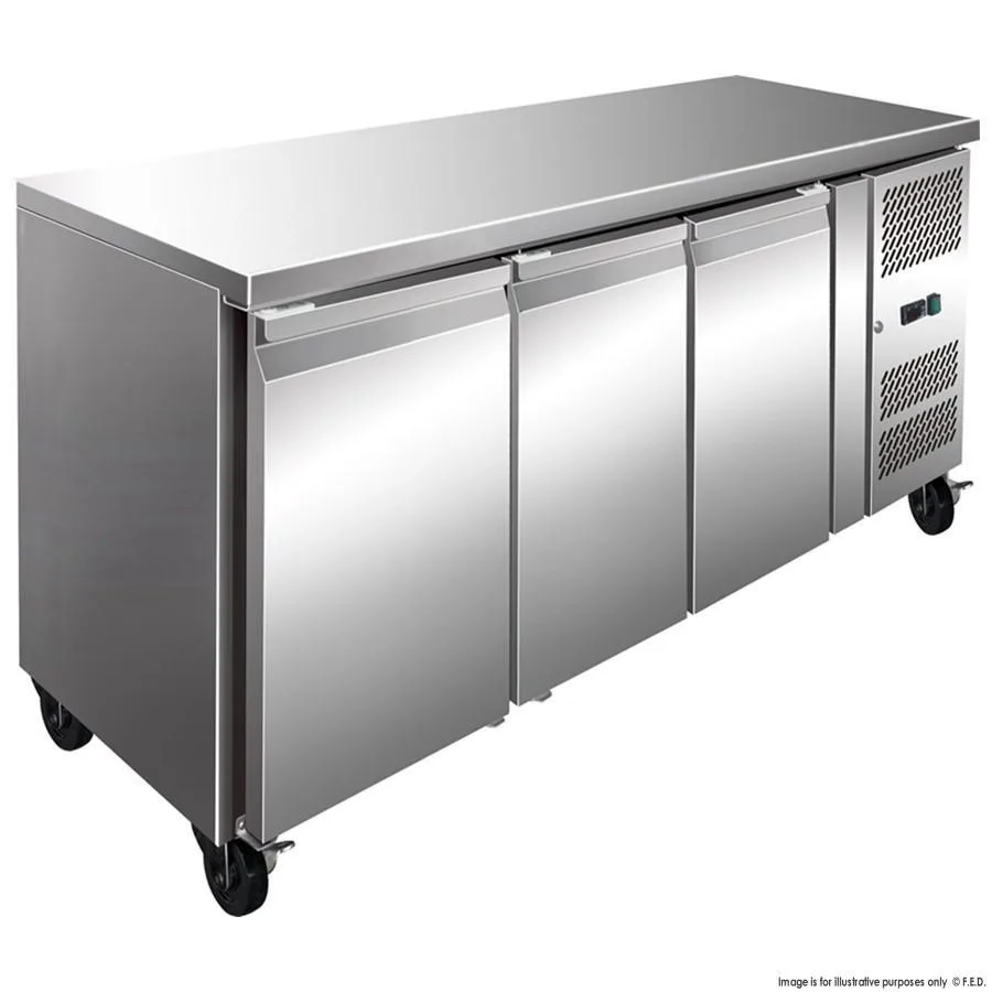 FE3100TN S S Three Door Bench Fridge 386L