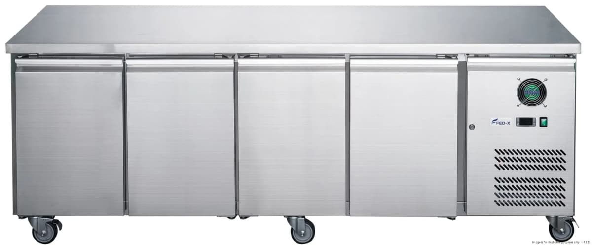 FED-XUB7C22S4V 2230mm Wide 700mm Deep S/S Four Door Counter Storage Fridge