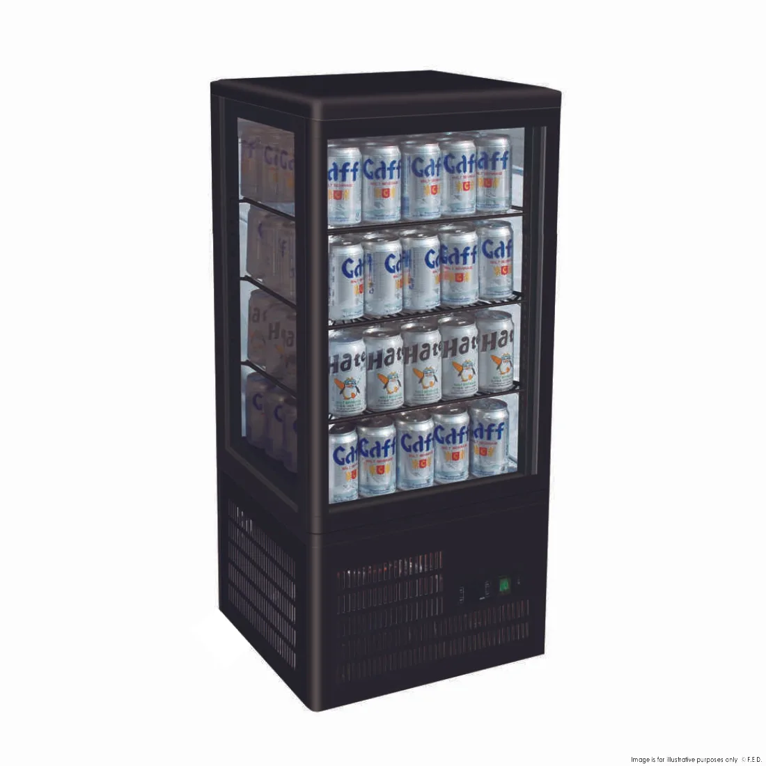 2NDs: Thermaster Four-Sided Countertop Beverage Display Fridge Black TCBD78B-NSW1762
