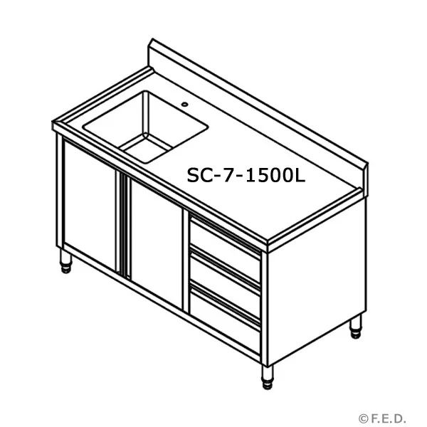 ss tidy sink cab sc 7 1500l drg