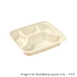 PakMax Sugarcane Small 4-Compartment Food Container - FC-41-S