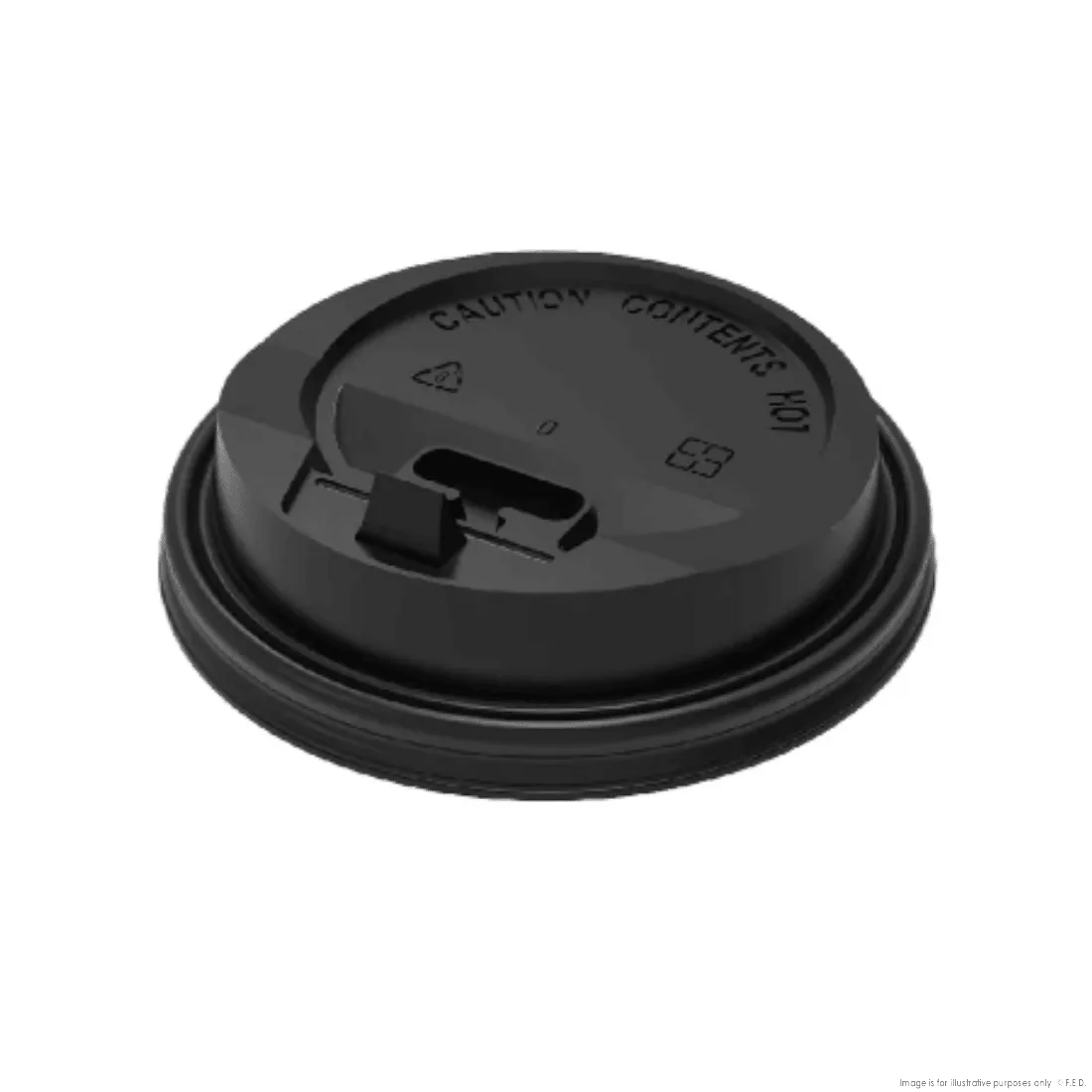 PakMax BLACK 90mm PS Plastic Coffee Cup Enclosure Lid - PSEL-90BK-LID