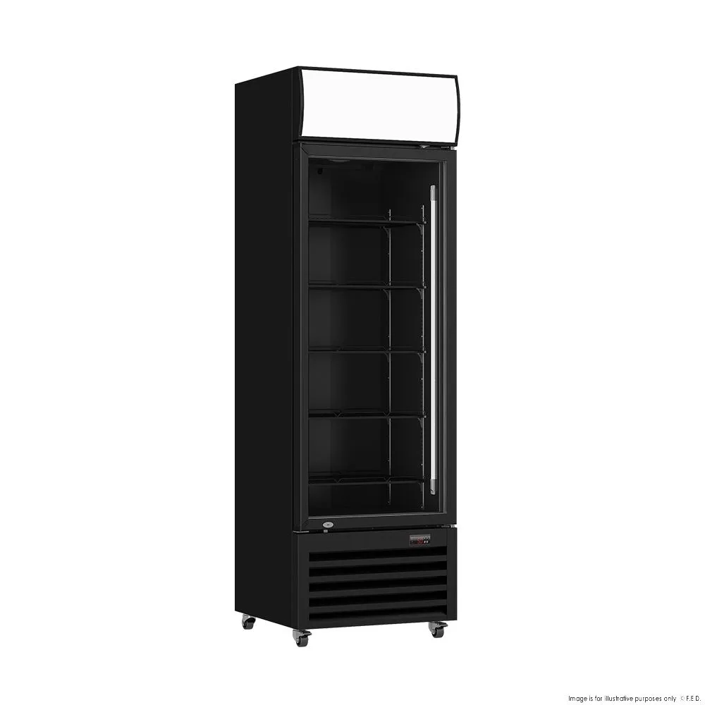 LG-540BP Thermaster Single Glass Door Black Colourbond Upright Drink Fridge