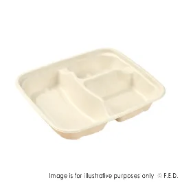 PakMax Sugarcane Small 3-Compartment Food Container - FC-31-S