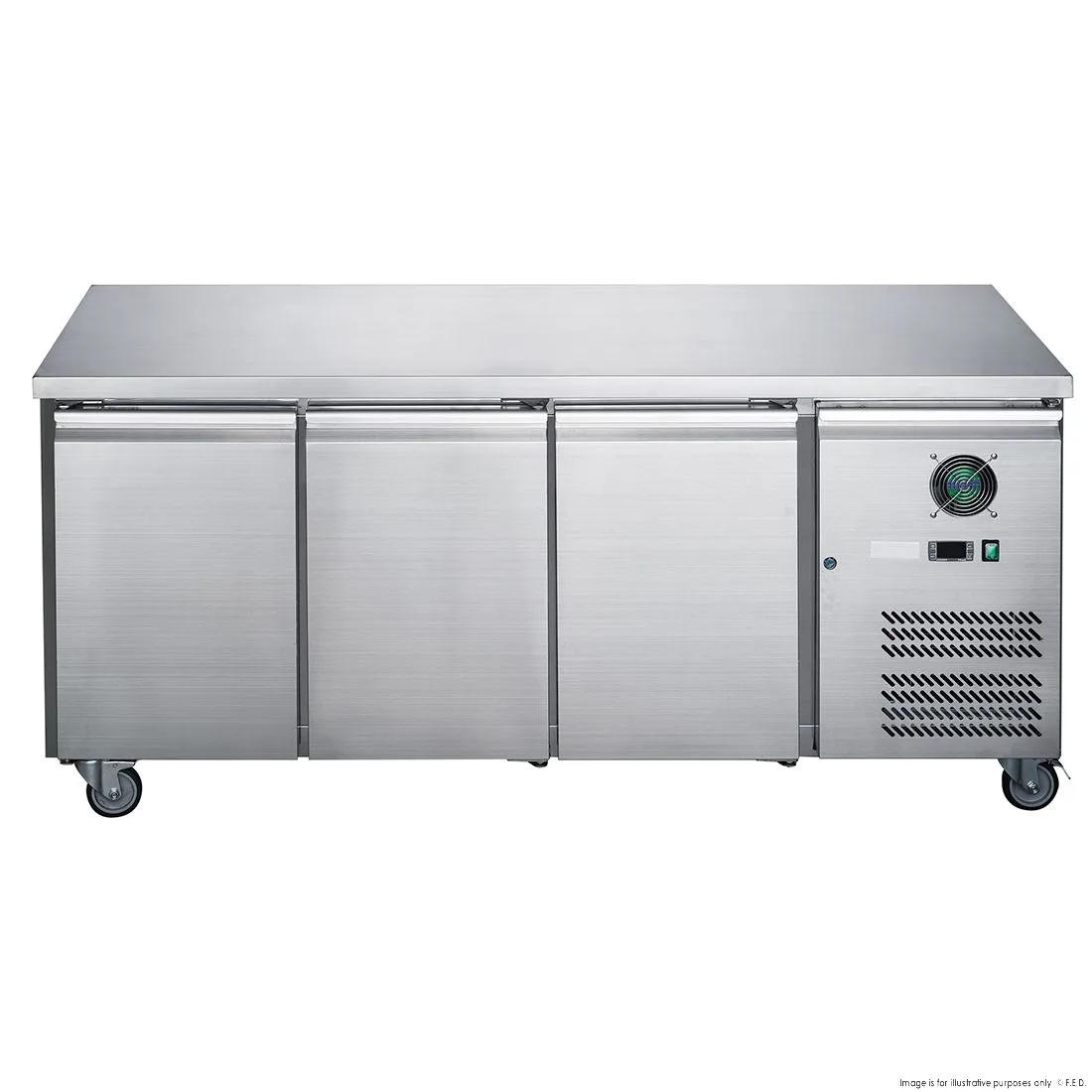 FED-XUB7F18S3V 1795mm Wide 700mm Deep S/S Three Door Underbar Counter Freezer