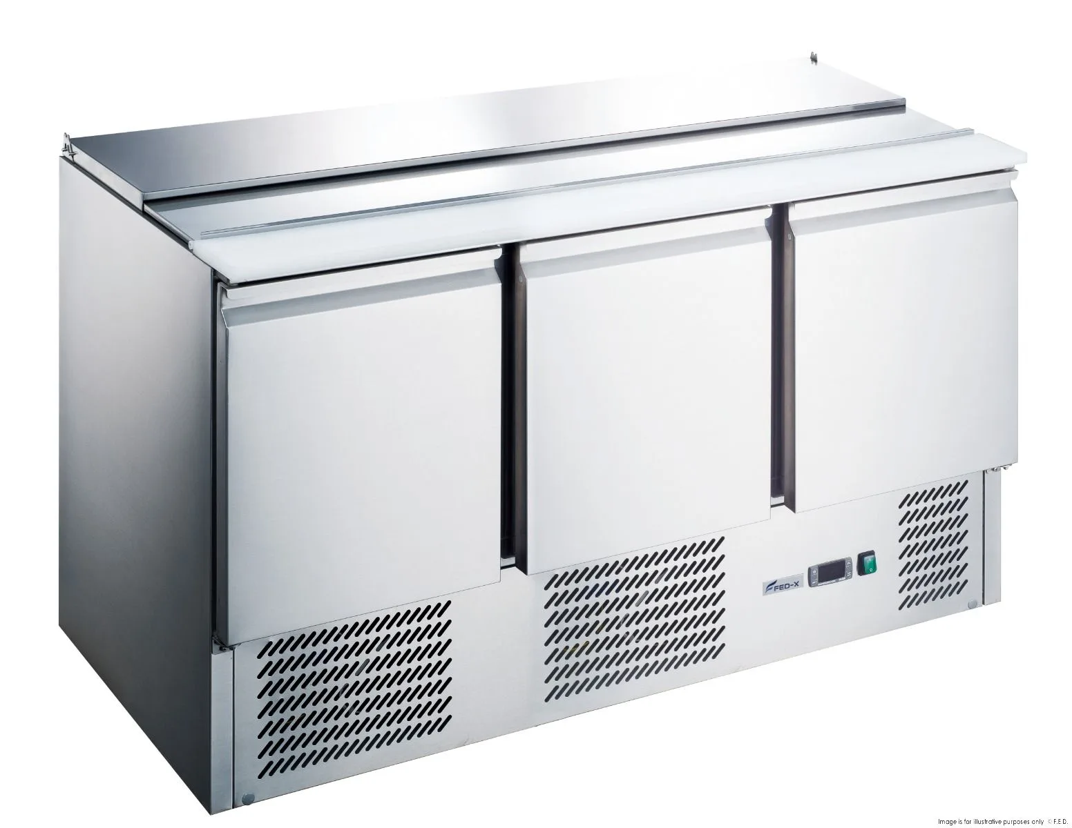 FED-XGNS1300S Three Door Counter Salad Prep Fridge