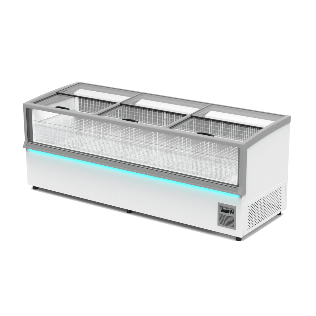 Thermaster 1201L 3 Sliding Lid Side Piece Dual Temperature Supermarket Island Display - SIFW-L250G