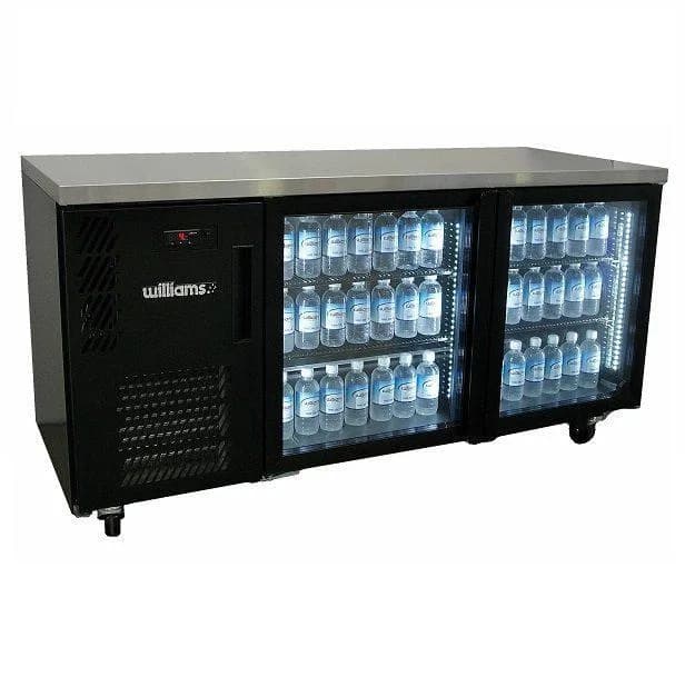 HBS2UGDCBB two glass door under counter fridge colorbond