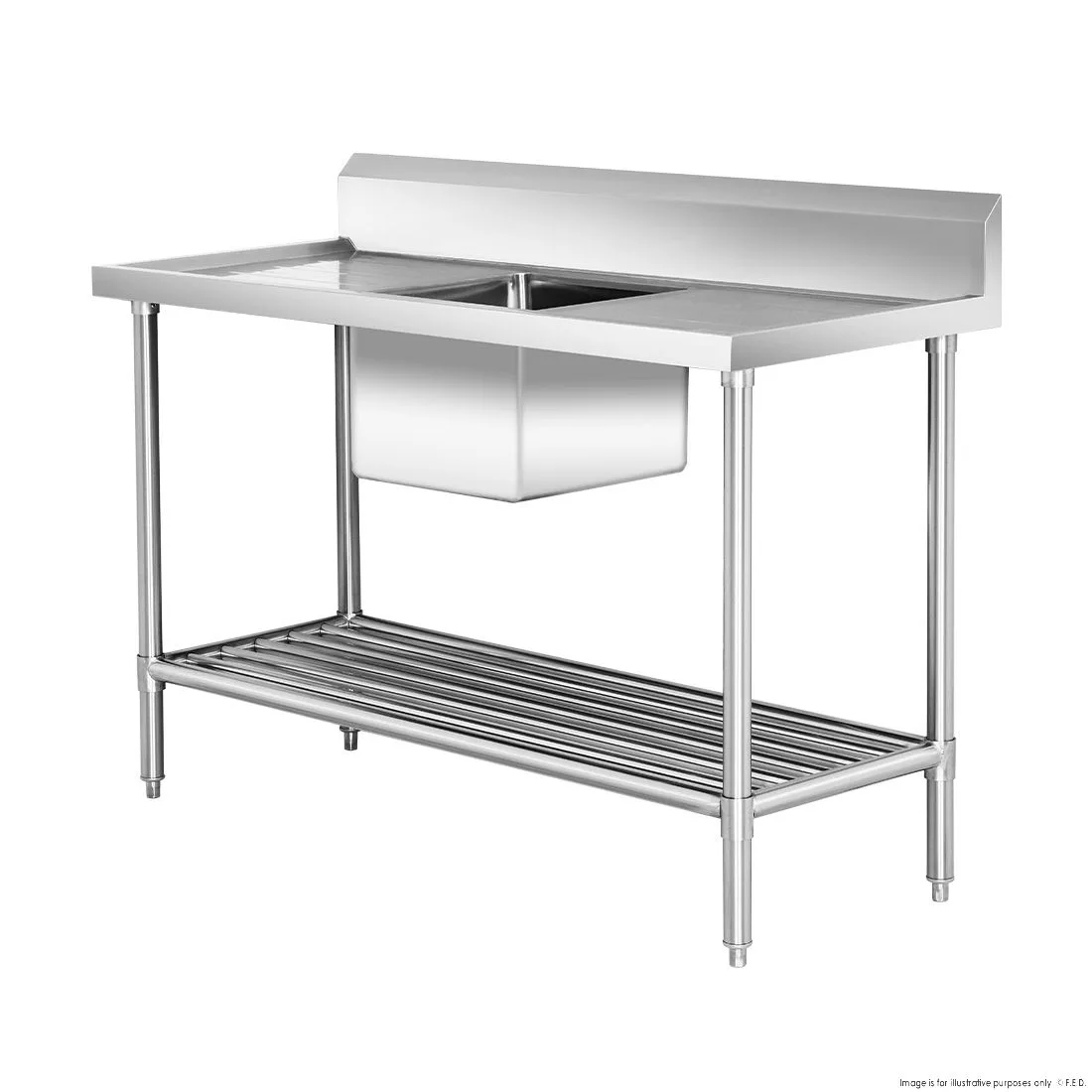 Single Centre Sink Bench & Pot Undershelf SSB6-1500C/A