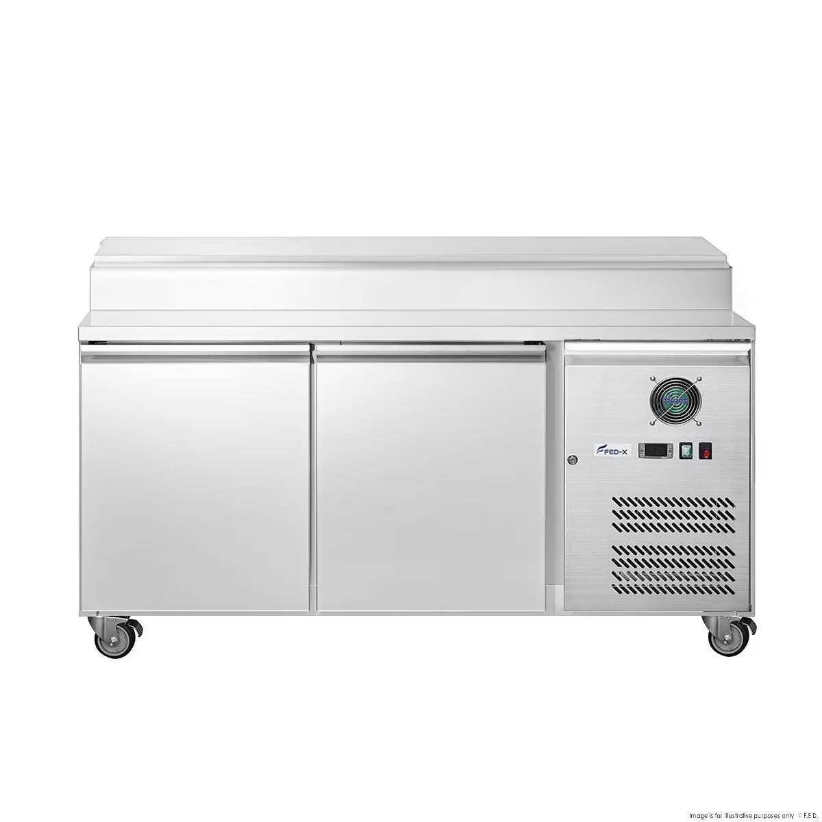 FED-XSS8C15S2V S/S Two Door Sandwich Counter Pizza Make Bench Fridge