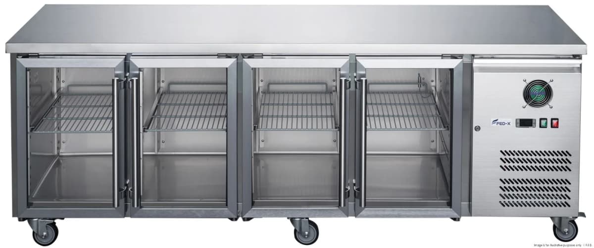 FED-XUB7C22G4V 2230mm Wide 700mm Deep Four Glass Door Counter Display Fridge