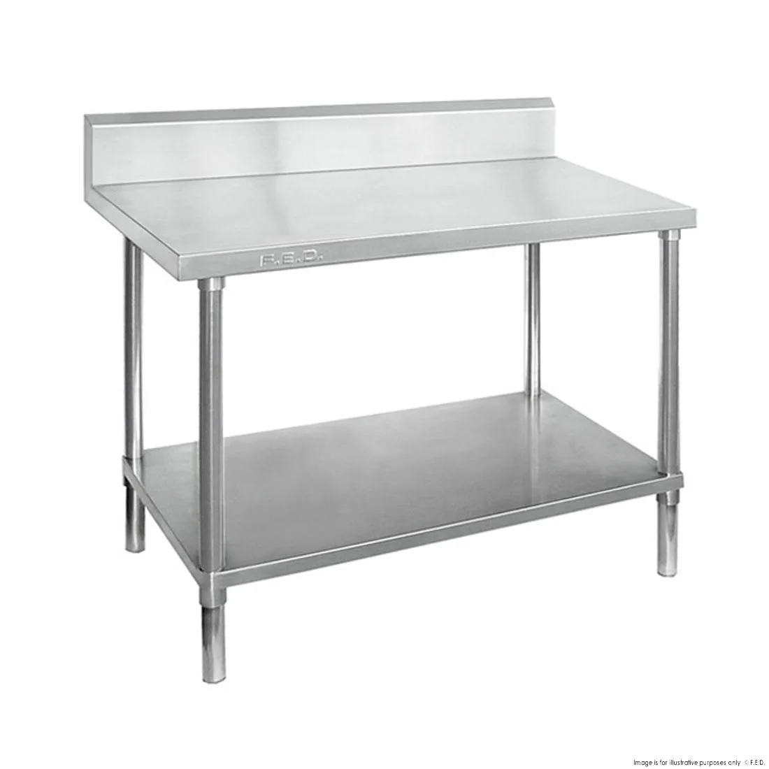 Economic 304 Grade Stainless Steel Tables with Splashback 600 Deep - SSTable6SB-EC