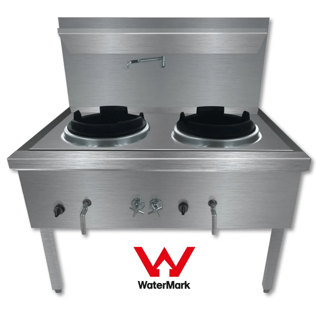 Gasmax Stainless Steel Waterless LPG Double Wok Chimney Burner - WW-2LC