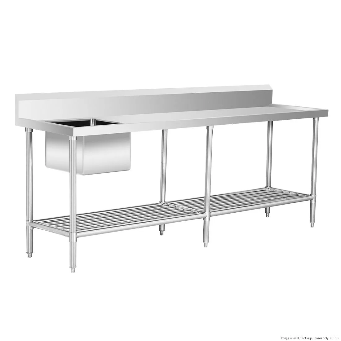 SSB6-2400L/A Single Left Sink Bench with Pot Undershelf
