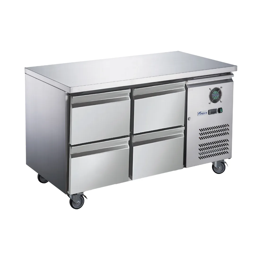 FED-X S/S Four-Door Bench Fridge with Drawers - XUB7C13S2D