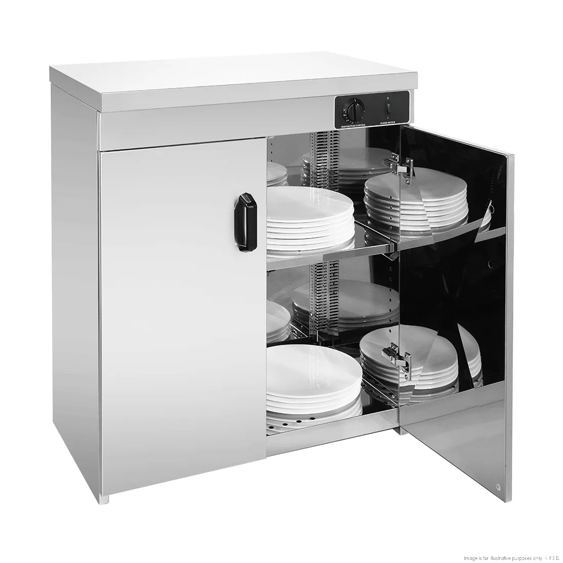 Elementry Stainless Steel Double Cabinet Plate Warmer 120 Plates - PW-DE