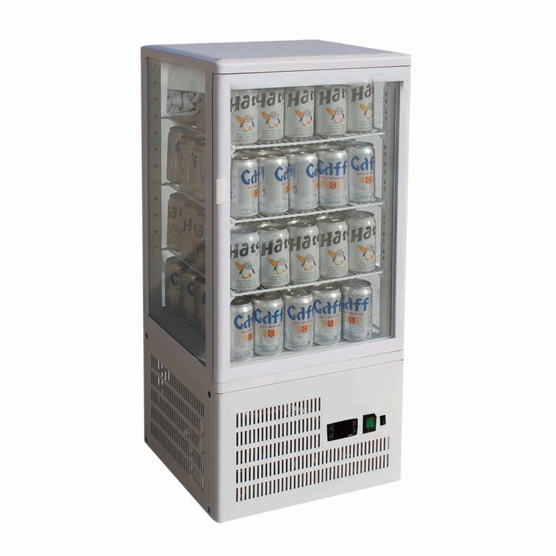Thermaster Four-Sided Countertop Beverage Display Fridge White - TCBD78W
