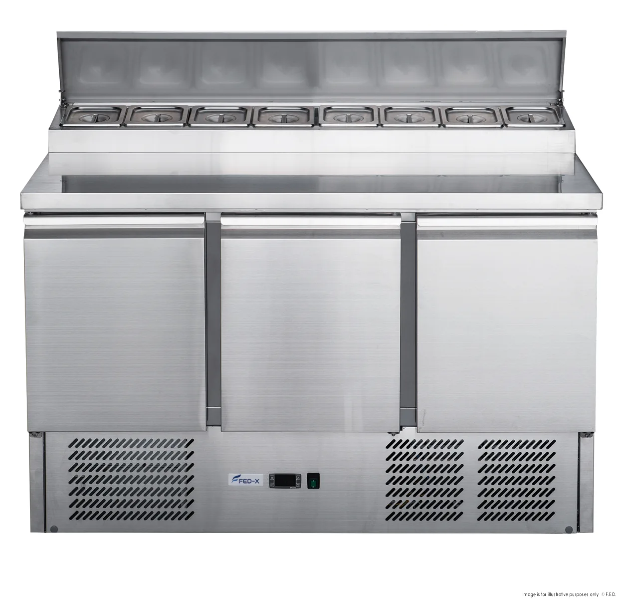FED-XGNS1300D Three Door Counter Salad Prep Fridge