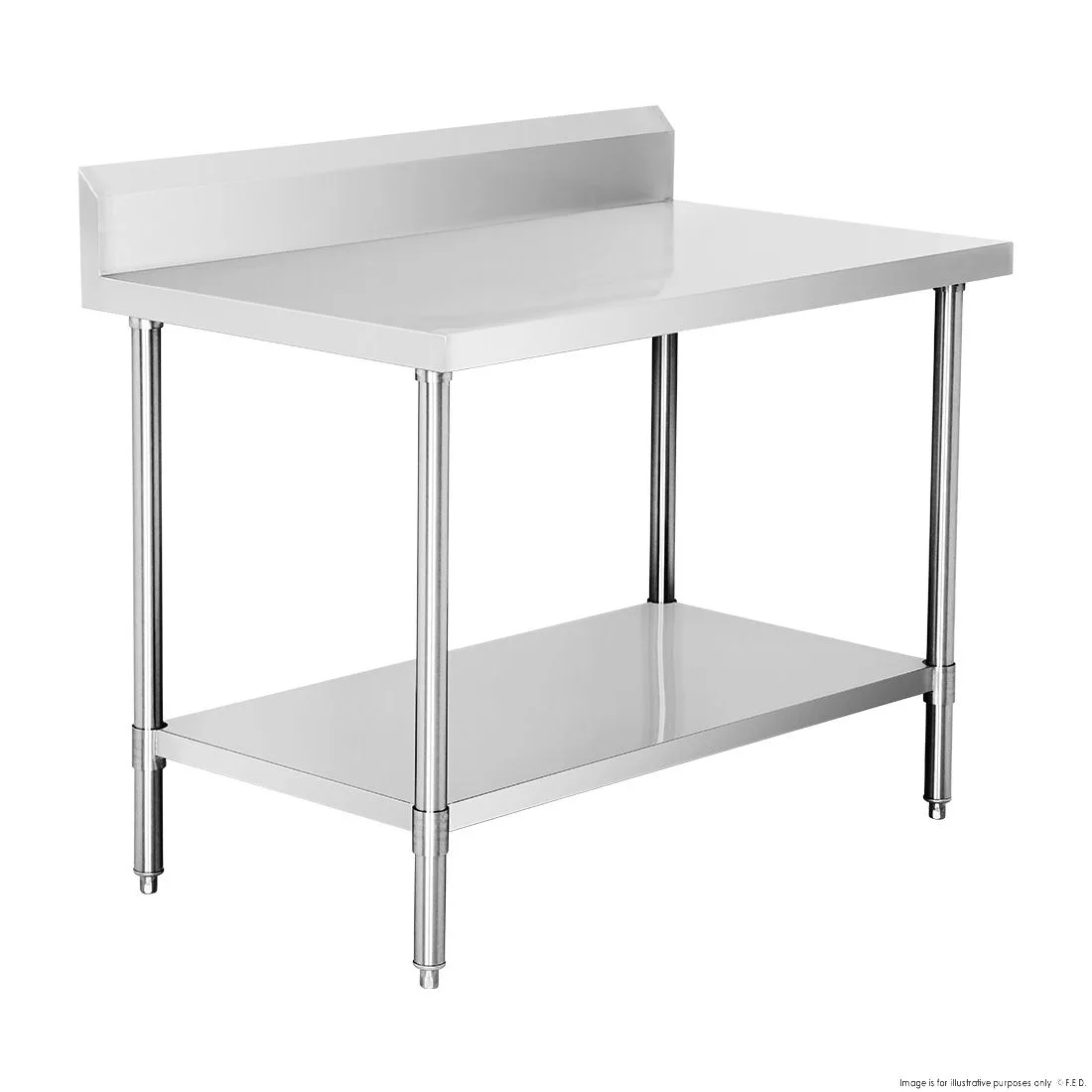 Premium 304 Grade Stainless Steel Work Bench With Undershelf & Splashback 700 Deep