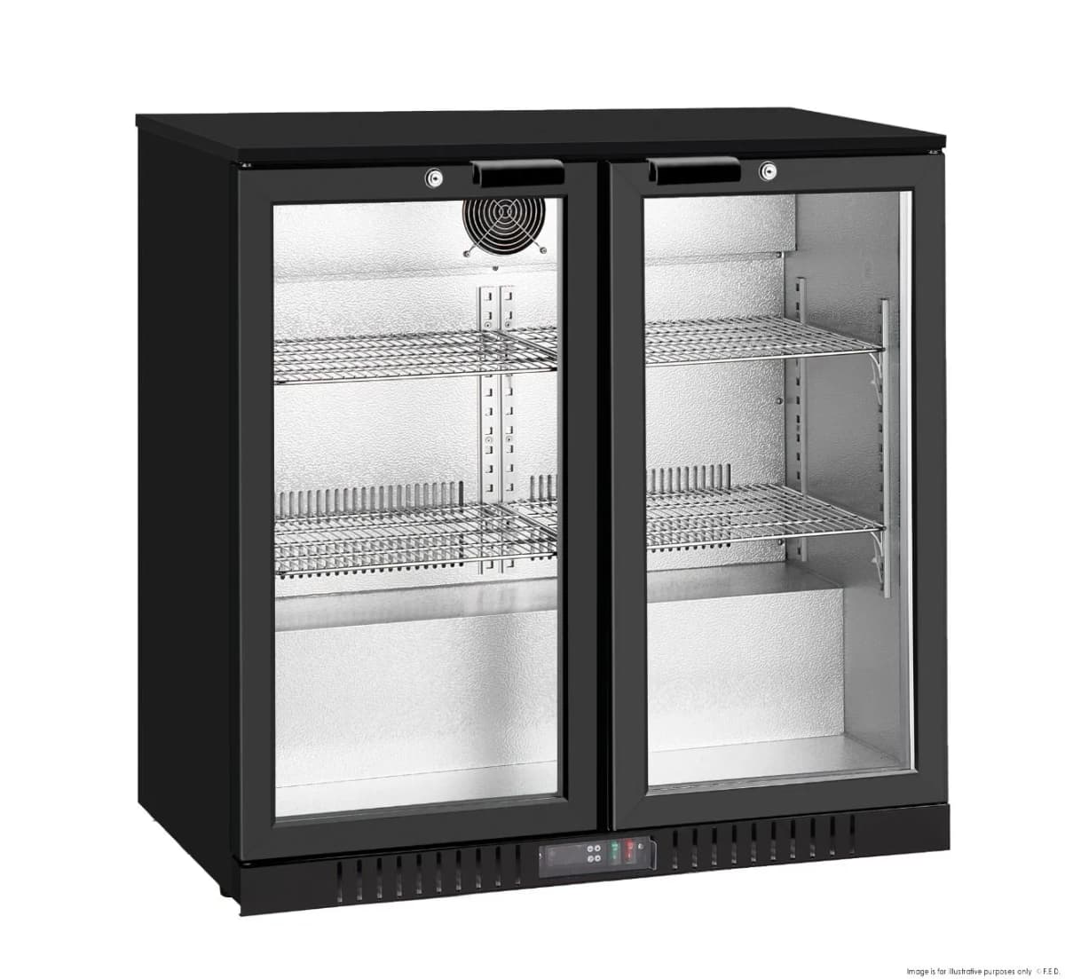 Thermaster Under Bench double Heated Glass Doors Bar Fridge/Cooler with heater switch - LG-208TD