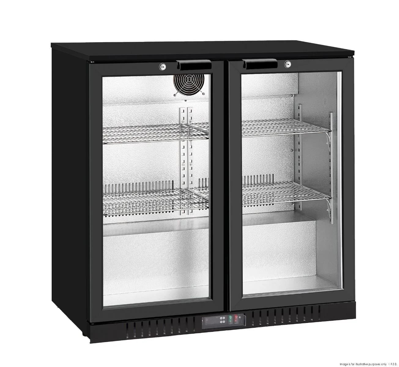Thermaster Under Bench double Heated Glass Doors Bar Fridge/Cooler with heater switch - LG-208TD