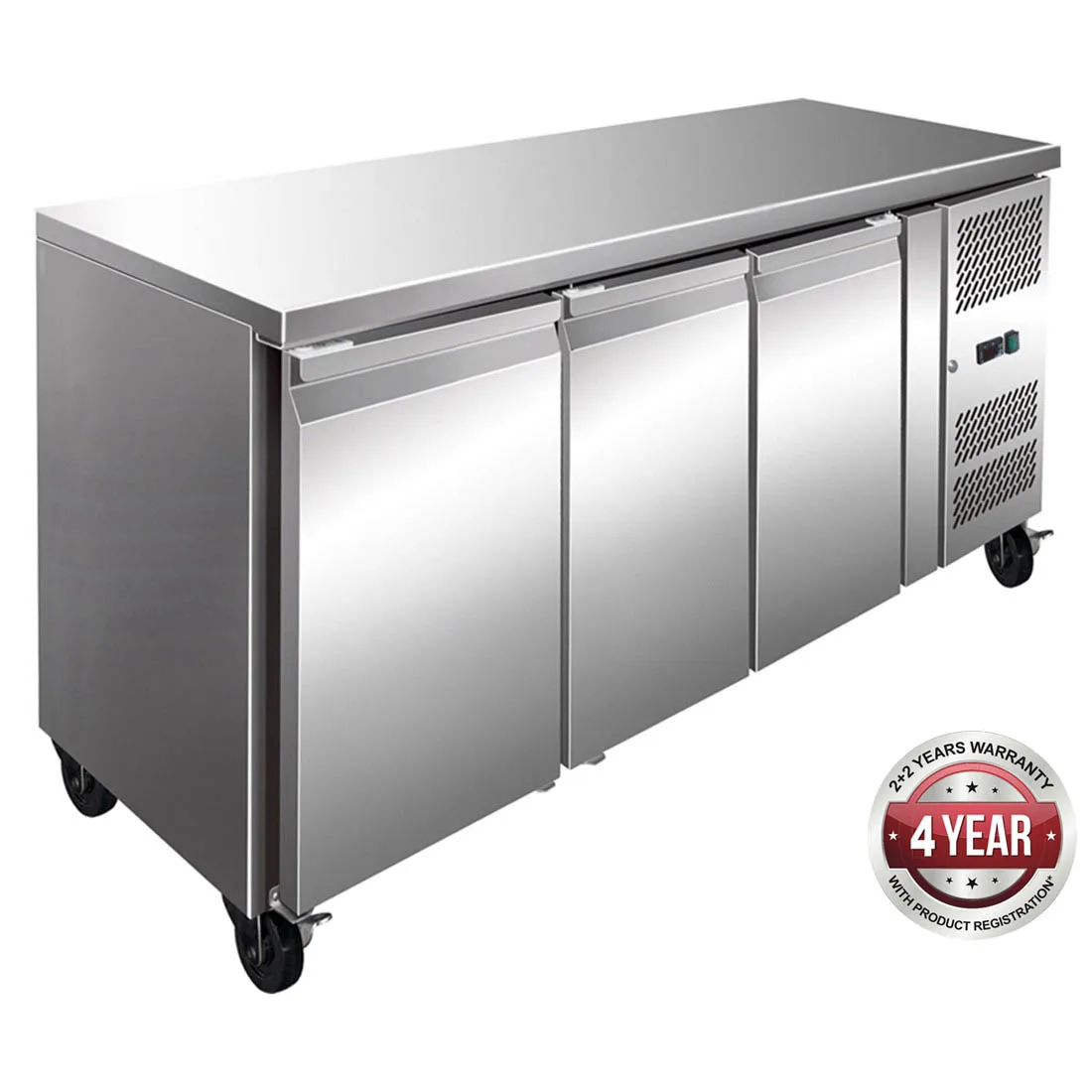FE3100BT S-S Three Door Bench Freezer 386L