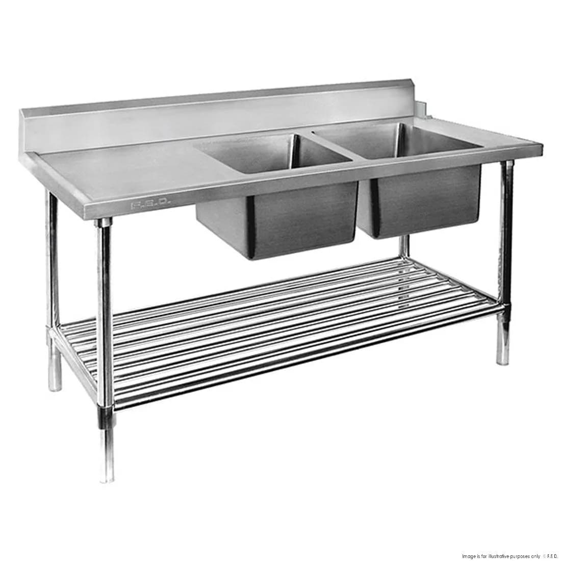 Right Inlet Double Sink Dishwasher Bench DSBD7-1800R/A