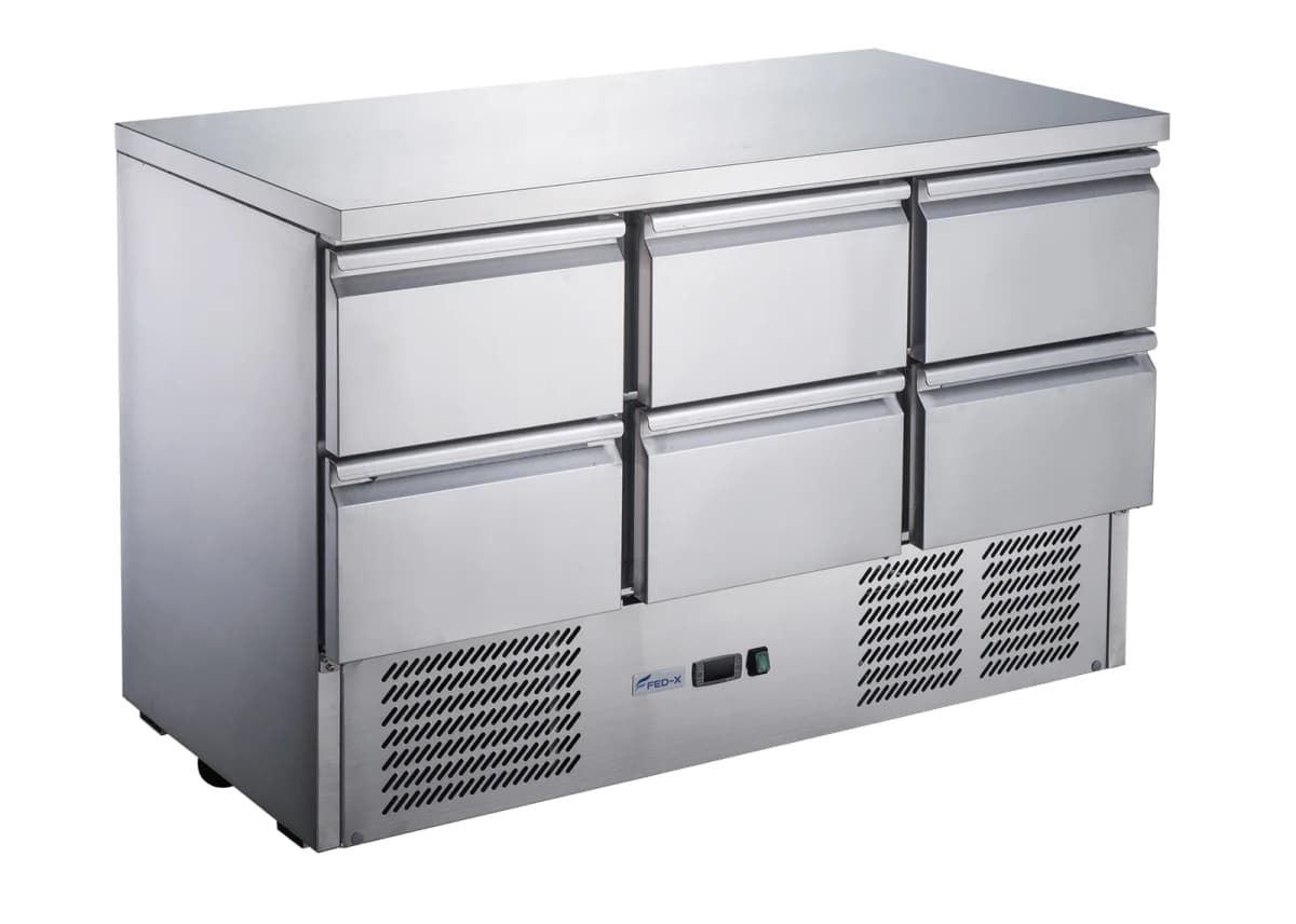 FED-X Six Drawer Salad Prep Fridge - XGNS1300D-6D