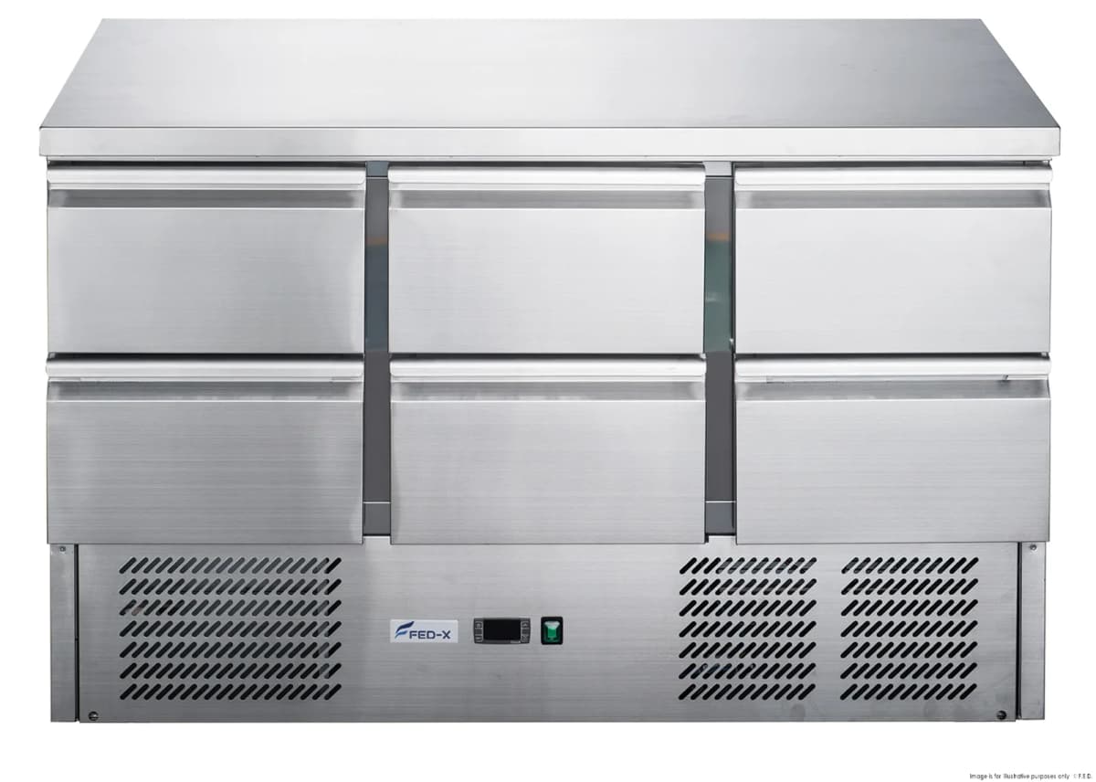 FED-XGNS1300-6D Six Drawer Counter Compact Workbench Fridge