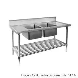 2NDs: Double Centre Sink Bench with Pot Undershelf DSB7-2400C/A-WA28