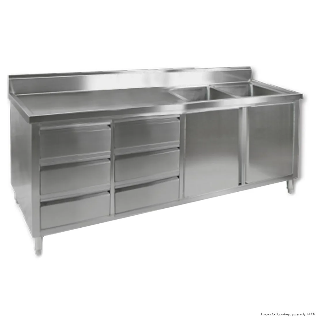DSC-2400R-H KITCHEN TIDY CABINET WITH DOUBLE RIGHT SINKS