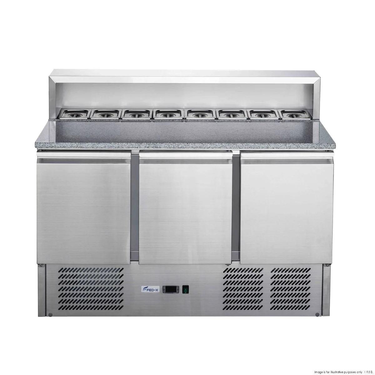 2NDs: FED-X Three Door Salad Prep Fridge with Marble Top - XGNS1300E-NSW2111