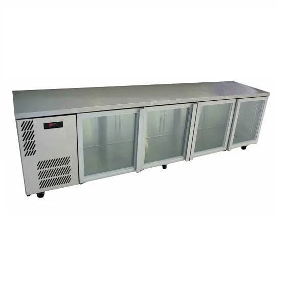 HBS4UGDSS four glass door under counter fridge stainless steel