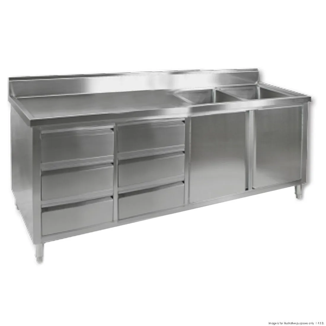 DSC-2100R-H KITCHEN TIDY CABINET WITH DOUBLE RIGHT SINKS
