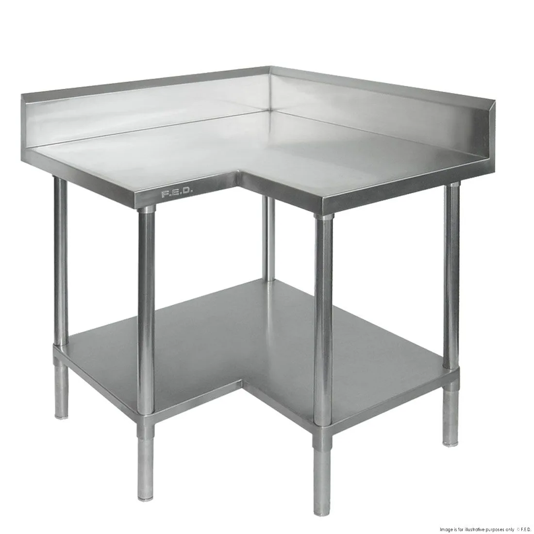 Economic Corner Workbench,100mm Splashback & Undershelf - 0900-6-WBCB