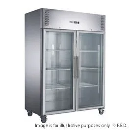 2NDs: FED-X S/S Two Full Glass Door Upright Freezer XURF1410G2V-QLD130