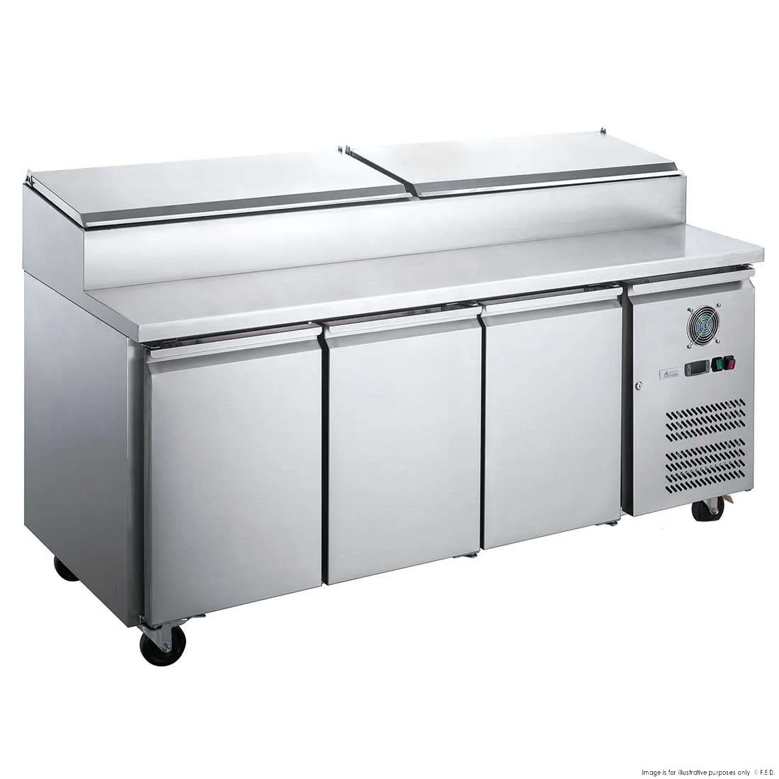 FED-XSS8C20S3V S/S Three Door Sandwich Counter Pizza Make Bench Fridge