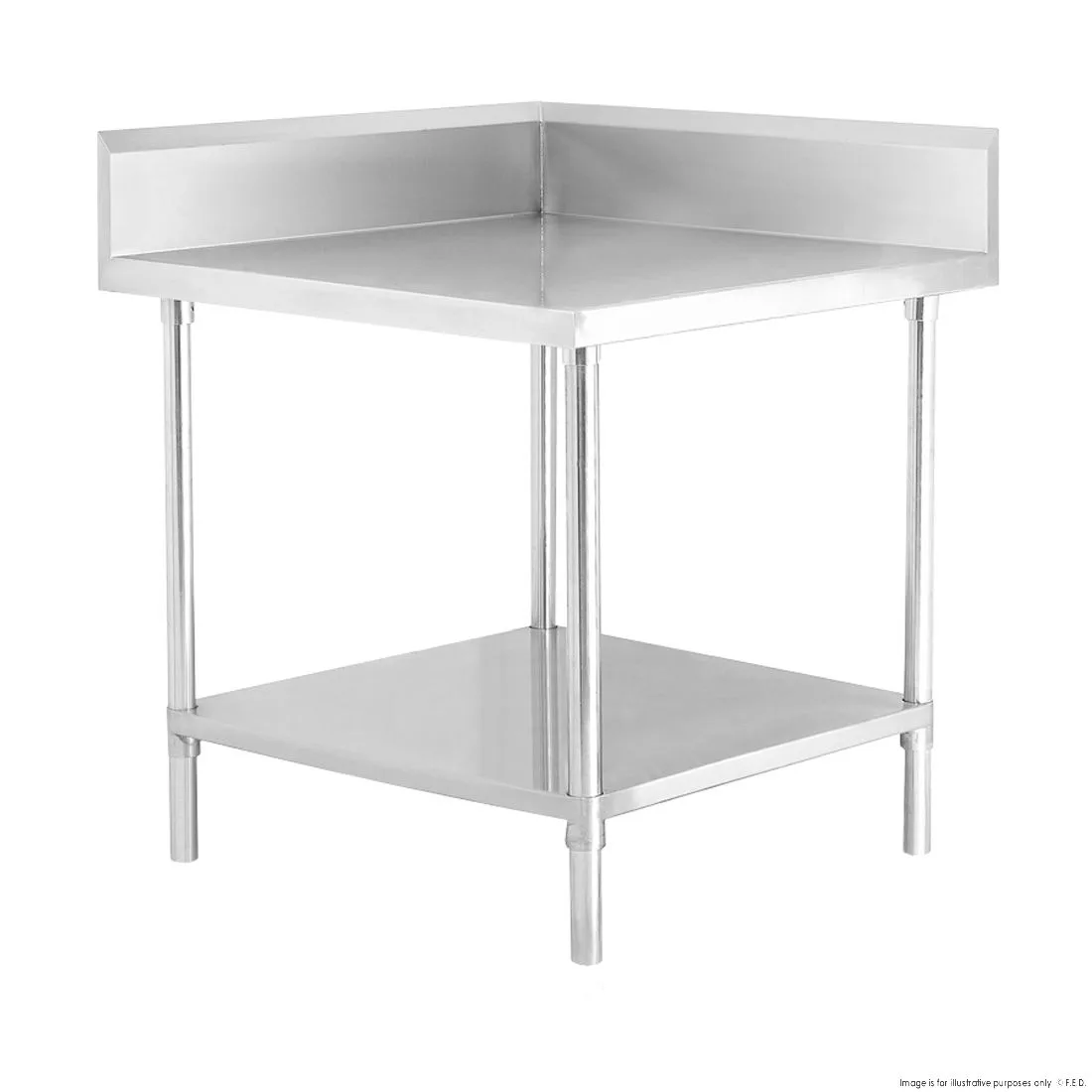 WBCB7-0700/A Corner Workbench,150mm Splashback & Undershelf 700x700x900mm