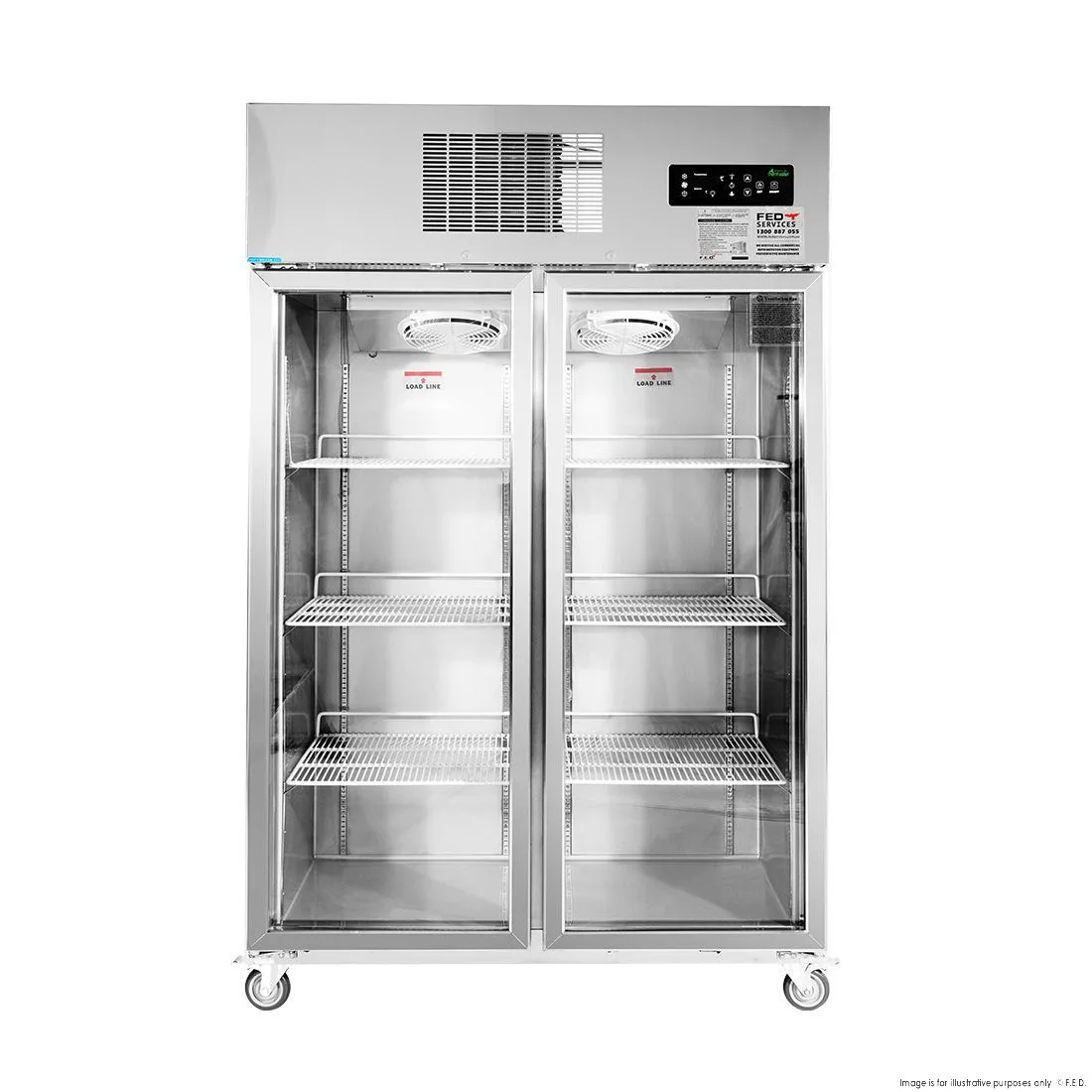 2NDs: Thermaster Double Door Upright Display Fridge - SUCG1000-NSW2055