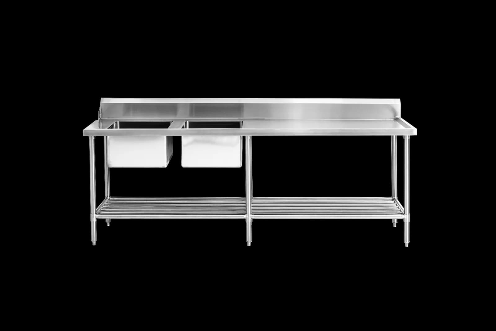 DSBD7-2400L/A Left Inlet Double Sink Dishwasher Bench