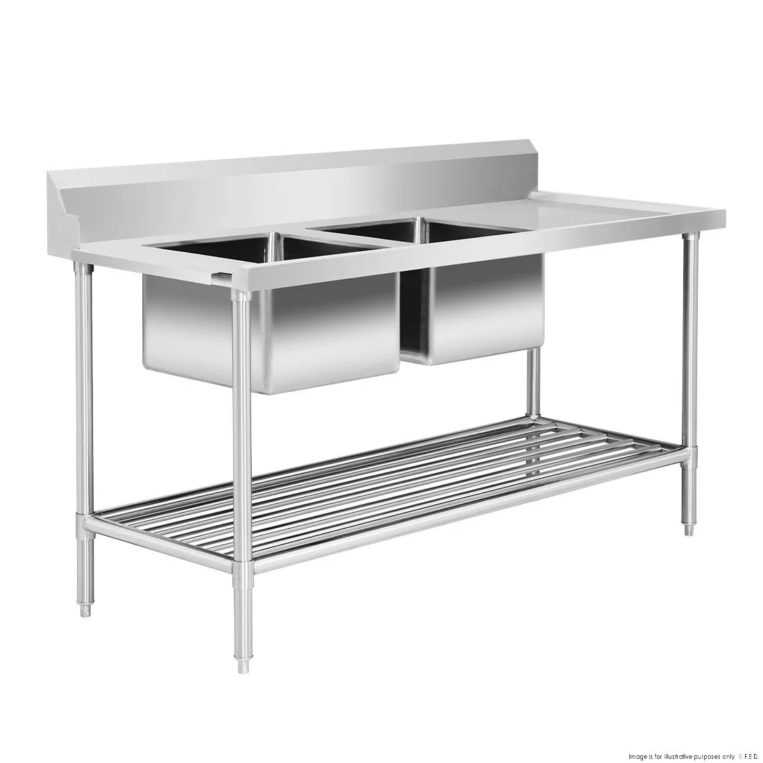 Left Inlet Double Sink Dishwasher Bench DSBD7-1800L/A