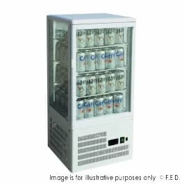2NDs: Thermaster Four-Sided Countertop Beverage Display Fridge White TCBD78W-QLD126