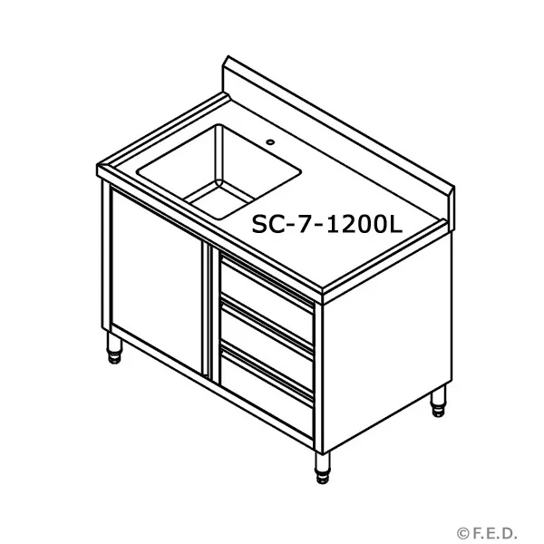 ss tidy sink cab sc 7 1200l drg