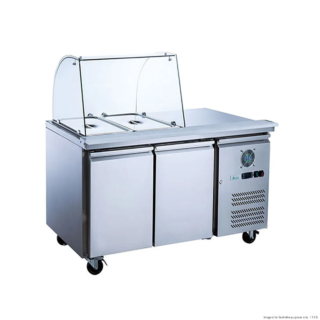 2NDs: Thermaster Two Door Salad Prep Fridge with Curve Glass Top - XTHP2100SALGC-NSW1992