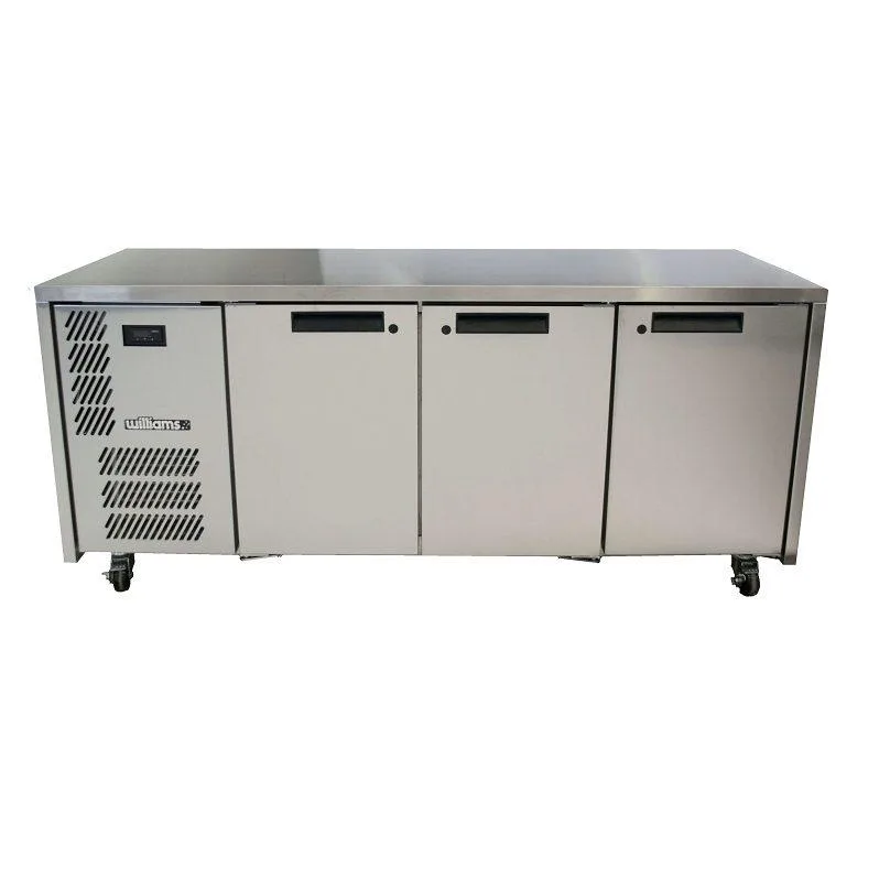 HE3UFB three solid door under counter fridge stainless steel