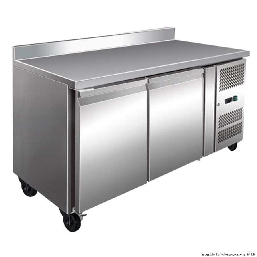 FE2100TFSP Two Door Bench Fridge With Splashback 260L