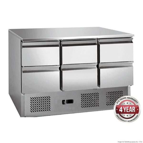 F.E.D GNS1300-6D 6 drawers S/S benchtop fridge Litre: 368