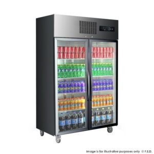 F.E.D SUCG1000B Double Door Upright Display Fridge (Black)